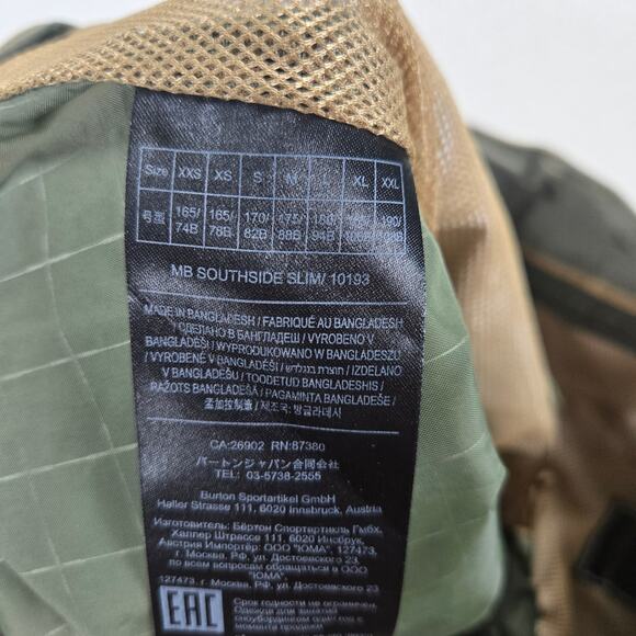 Burton Snowboarding Southside Slim Pants in Khaki Men's Size Medium - Picture 8 of 13